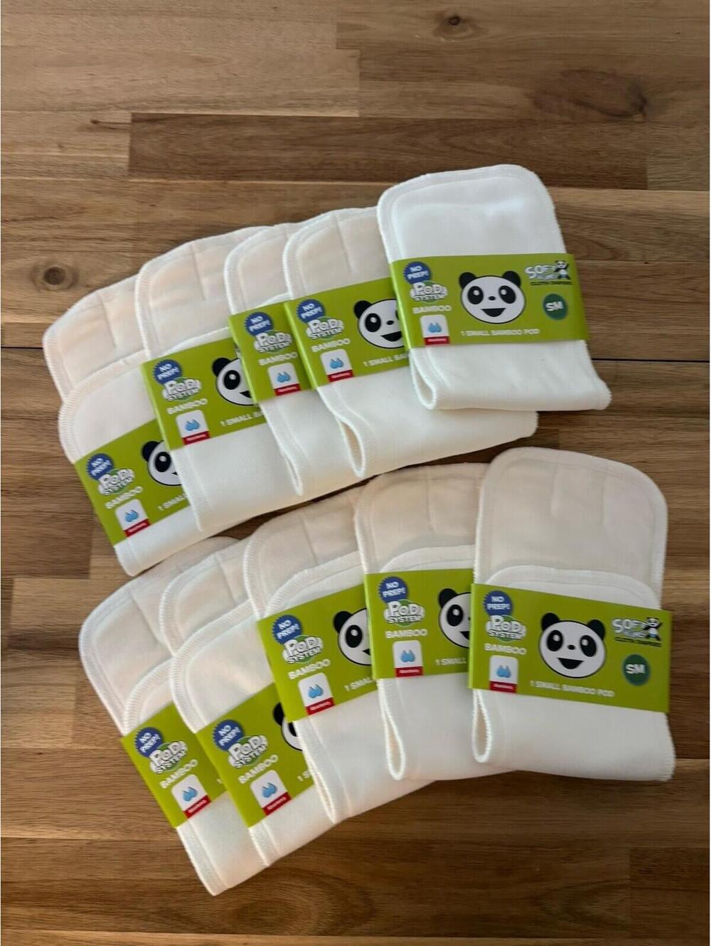 Soft Bums Washable Reusable Bamboo Cloth Diaper Inserts Pods Set Of 10 Small New